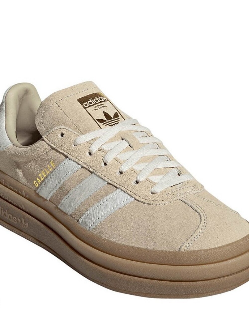 adidas Gazelle Bold Womens Stone Khaki Suede Sneakers